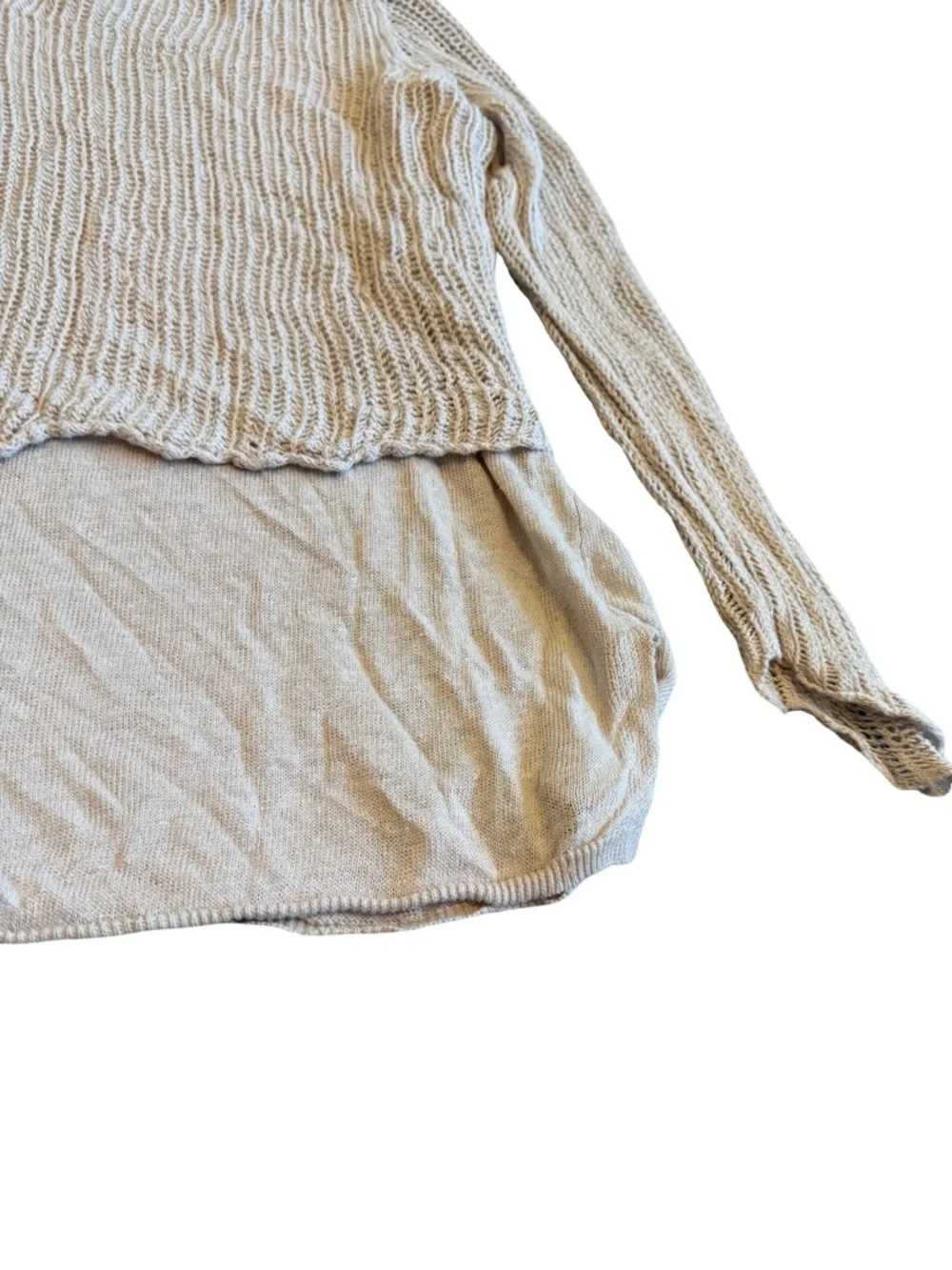 Eileen Fisher Organic Layer Tiered Layered Top Shirt Sweater Blouse Size Medium
